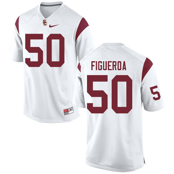 Men #50 Nick Figueroa USC Trojans College Football Jerseys Sale-White